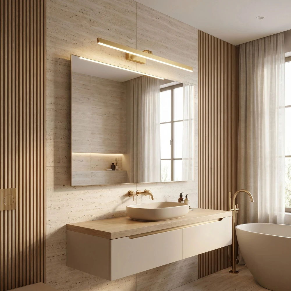 Sieninis šviestuvas Toolight Vonios sieninis LED šviestuvas SWE009-1W 73cm BRUSH GOLD