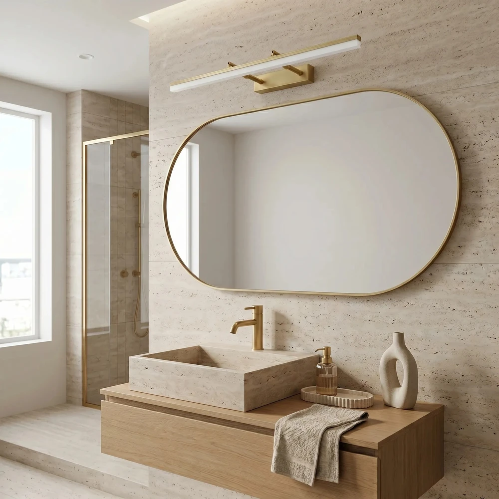 Sieninis šviestuvas Toolight Vonios sieninis LED šviestuvas APP1876-1W 60cm BRUSH GOLD