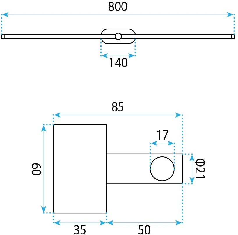 Sieninis šviestuvas Toolight Vonios Sieninis Led Šviestuvas APP1897-1W 80 Cm Copper