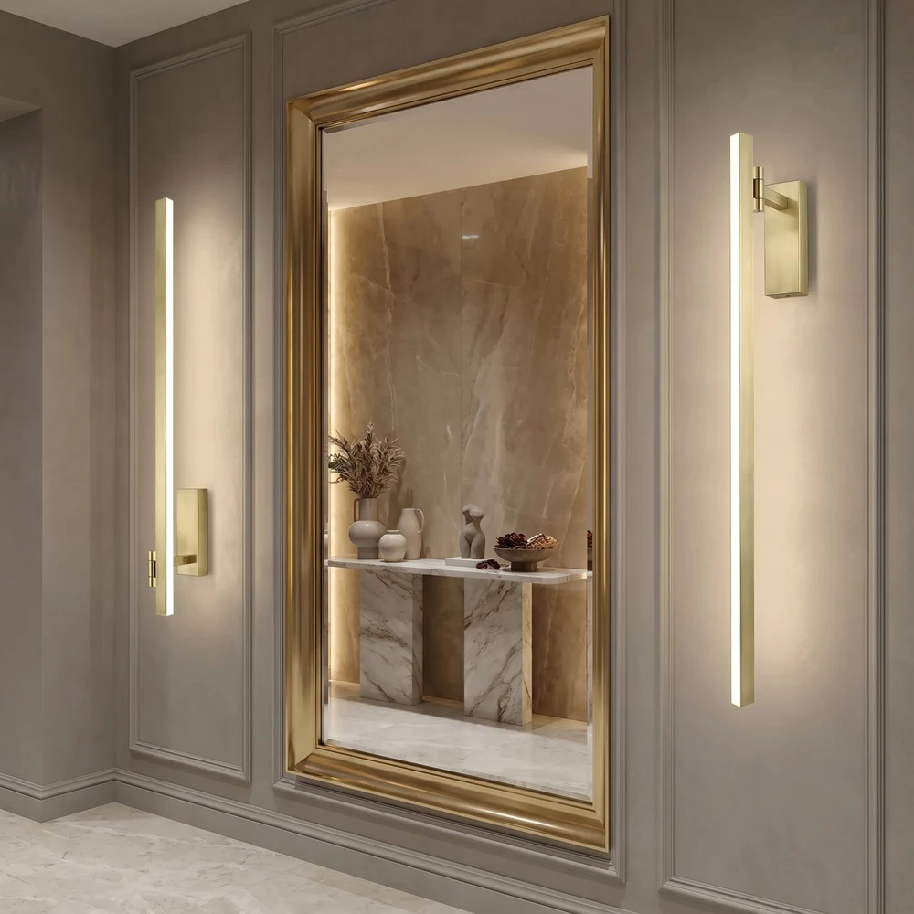 Sieninis šviestuvas Toolight Vonios sieninis LED šviestuvas SWE033-1W 80cm BRUSH GOLD