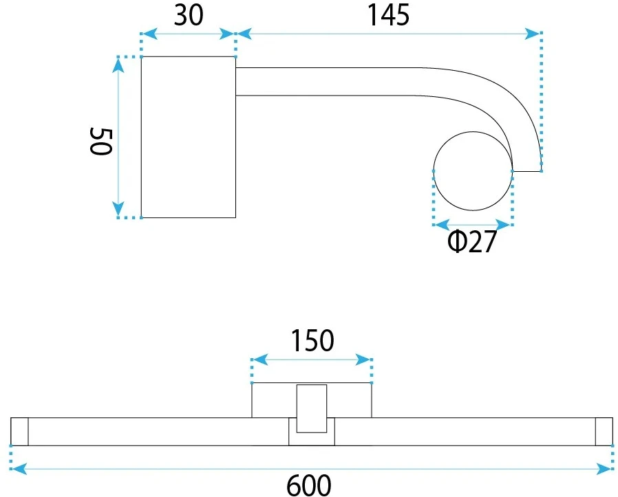 Sieninis šviestuvas Toolight Vonios sieninis LED šviestuvas APP1888-1W 60cm Juodas