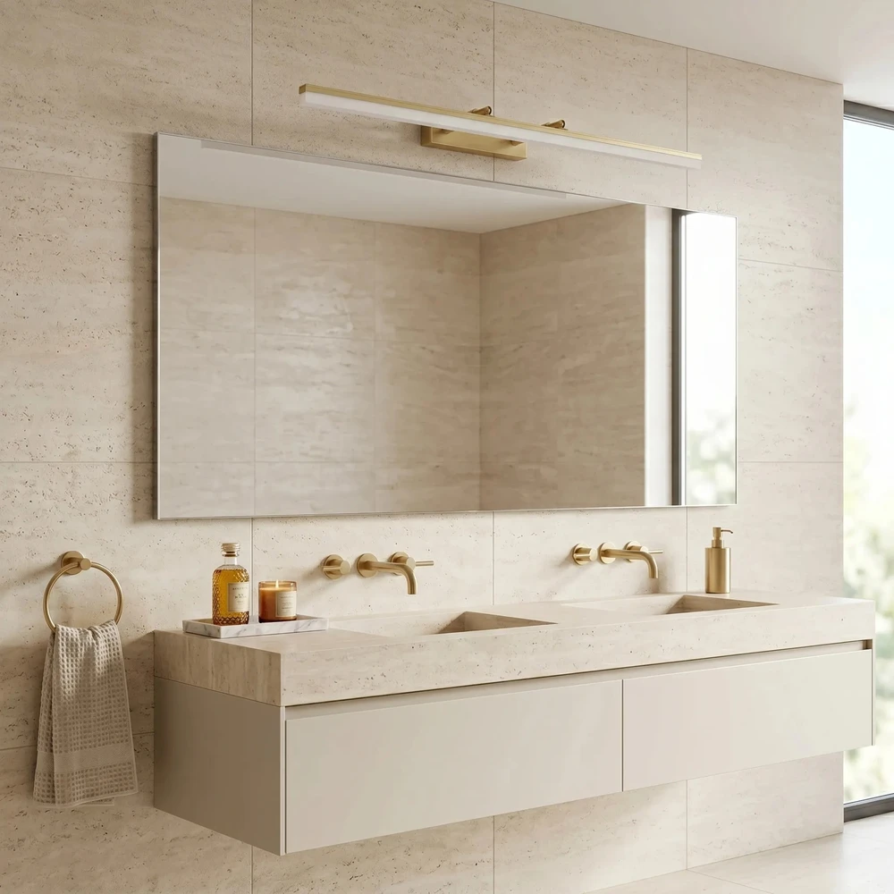 Sieninis šviestuvas Toolight Vonios sieninis LED šviestuvas APP1877-1W 80cm BRUSH GOLD