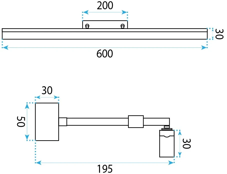 Sieninis šviestuvas Toolight Vonios sieninis LED šviestuvas APP1879-1W 60cm Juodas
