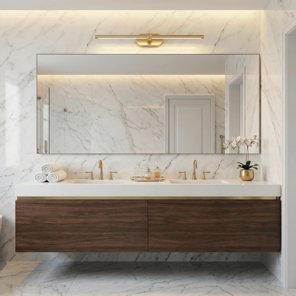 Sieninis šviestuvas Toolight Vonios sieninis LED šviestuvas APP1893-1W 60 cm BRUSH GOLD