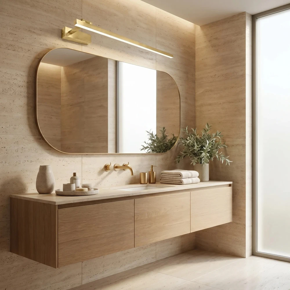 Sieninis šviestuvas Toolight Vonios sieninis LED šviestuvas SWE033-1W 80cm BRUSH GOLD