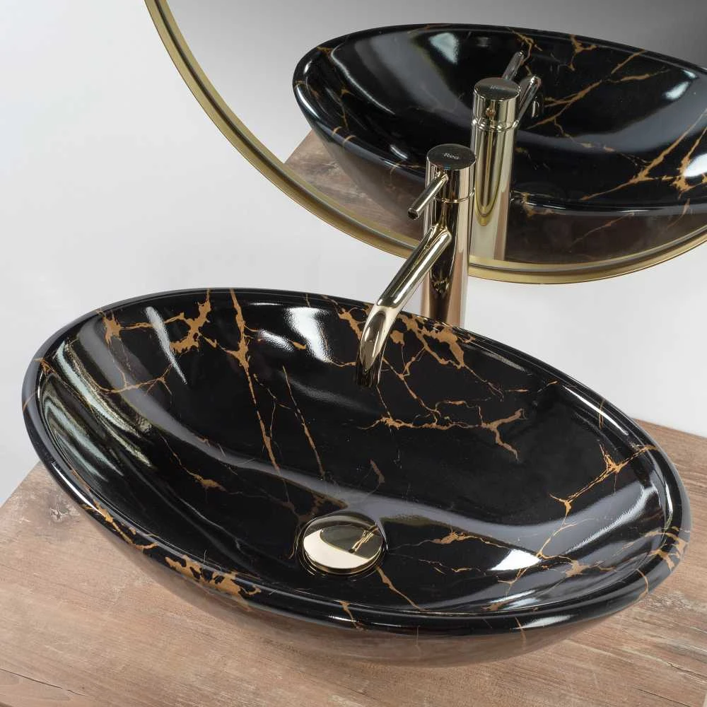 PASTATOMAS PRAUSTUVAS „REA PAMELA Juodas MARBLE SHINY" JUODA