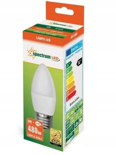 Lemputė Spectrum LED, B35, E27, 6W, 520LM, 3000K