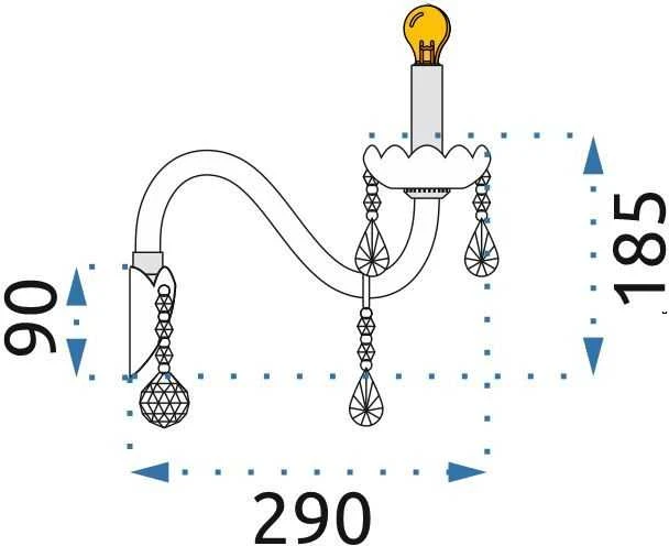 Lubinis šviestuvas Toolight Krištolinis sieninis šviestuvas300755