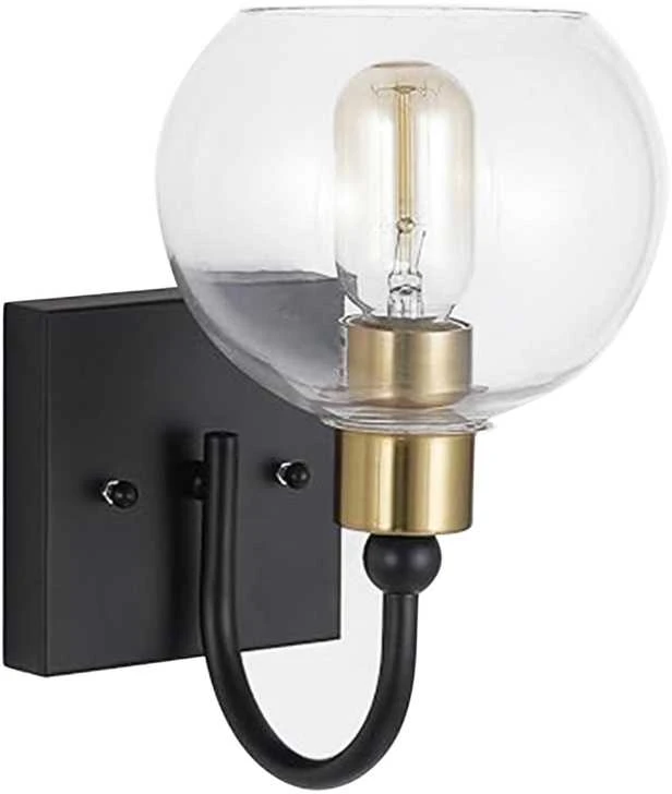 Sieninis šviestuvas Toolight Lampa kinkiet juodas auksinis APP1580-1W