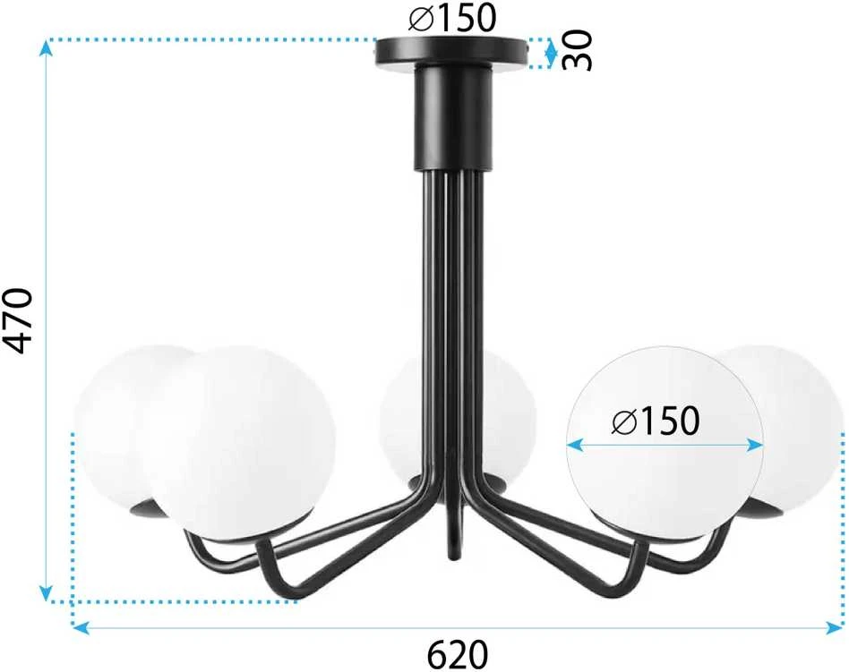 Lubinis šviestuvas Toolight LAMPA WISZĄCA SUFITOWA Juoda APP1578-5C