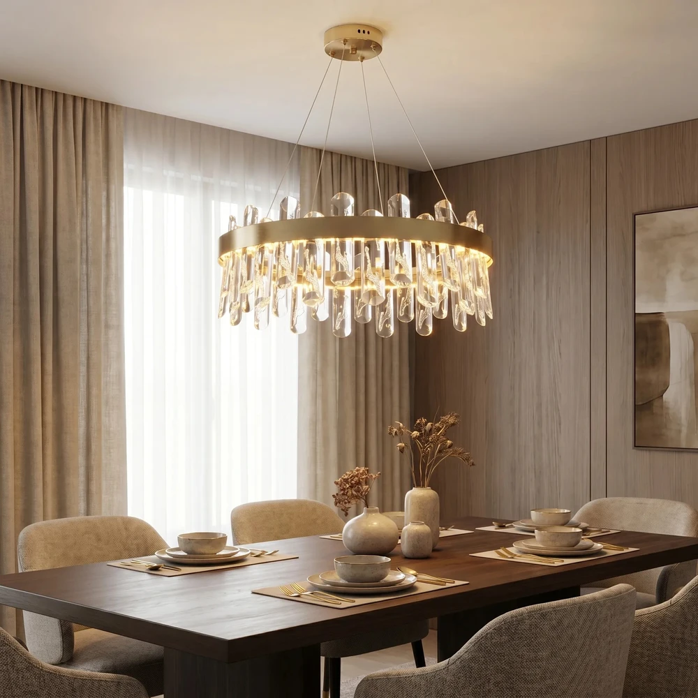 Toolight LED krištolinis pakabinamas šviestuvas SWE074-1CP 50cm Brushed Gold