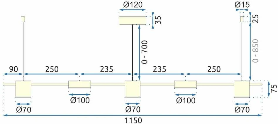 Pakabinamas šviestuvas Toolight LED pakabinamas lubinis šviestuvas APP929-5CP Auksinis