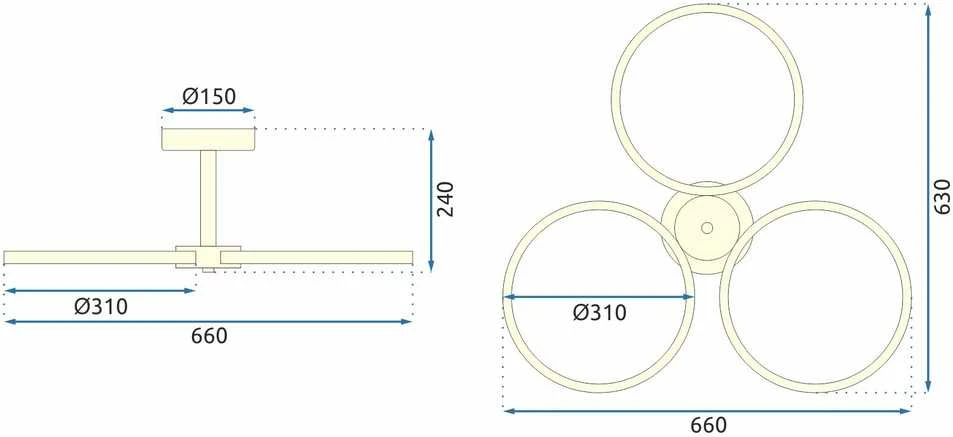 Lubinis šviestuvas Toolight LED pakabinamas lubų šviestuvas APP993-c Gold + nuotolinio valdymo pultas