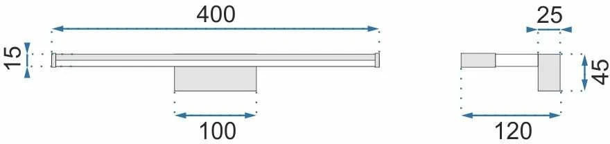 Toolight LED sieninis šviestuvas 8W 40CM APP368-1W CHROM