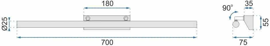 Toolight LED sieninis šviestuvas 9W 70CM APP363-1W