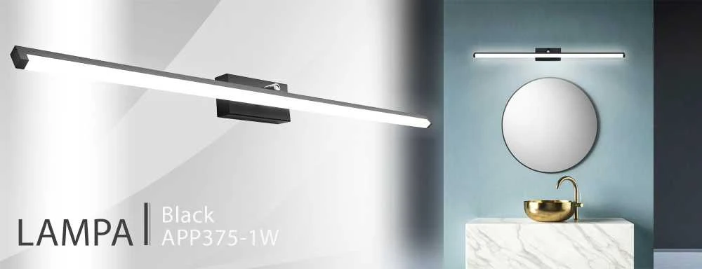 Sieninis šviestuvas Toolight LED vonios sieninė lempa virš veidrodžio 20W 100CM APP375-1W Juodas