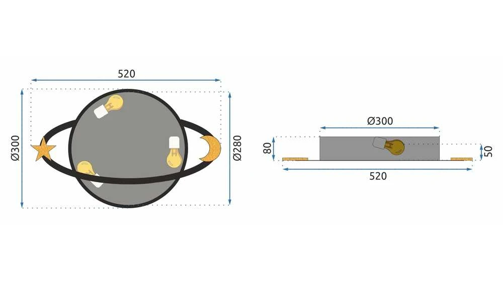 Lubinis šviestuvas Toolight Lubų lempa Plafond Moon Baltas APP865-C