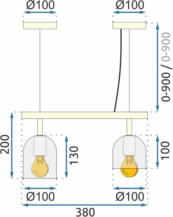 Pakabinamas šviestuvas Toolight Lubų šviestuvas APP1033-2C Juodas