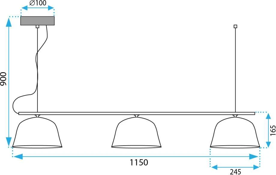 Lubinis šviestuvas Toolight Lubų šviestuvas APP1478-3CP Juodas