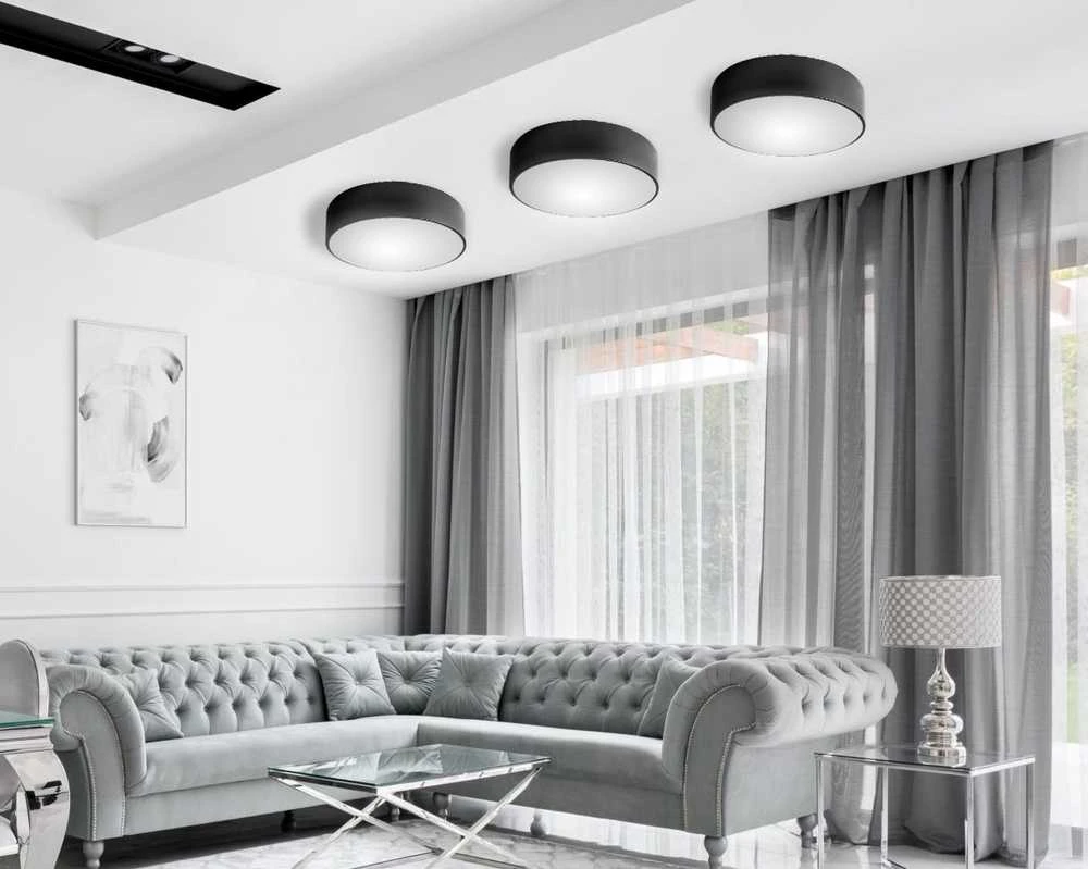 Pakabinamas šviestuvas Toolight Lubų šviestuvas Plafond 30cm apvali Juoda app640-3c