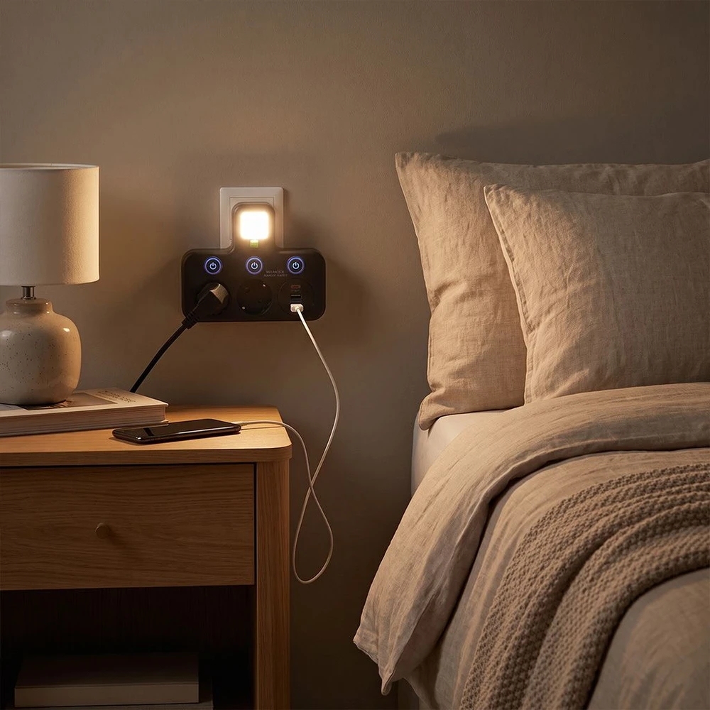 Toolight Maitinimo Lizdų Blokas 2 Lizdai + 2x Usb-a + Usb-c Jnh017 Juodas