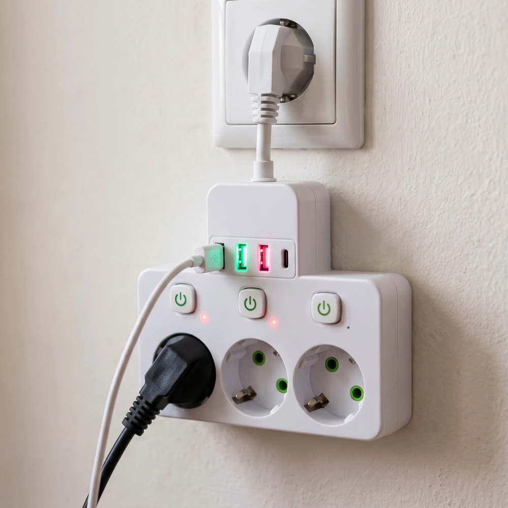 Toolight Maitinimo Lizdų Blokas 3 Lizdai + 3x Usb-a + Usb-c Jnh018 Baltas