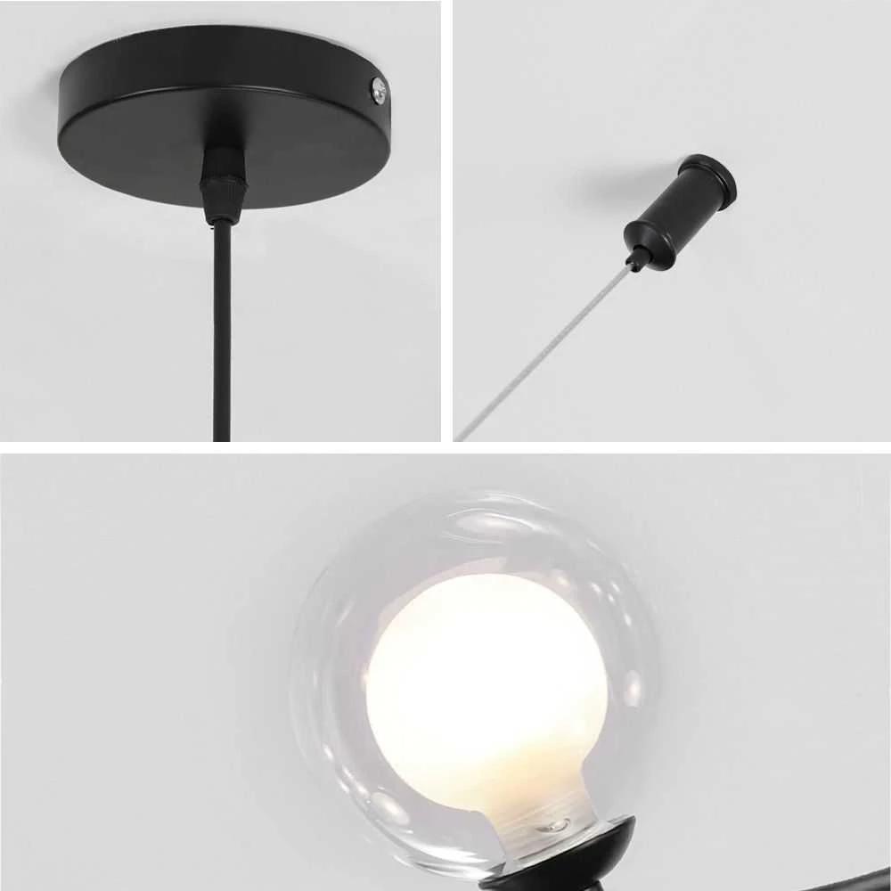 Pakabinamas šviestuvas Toolight Metalinė Industrial stiklo lubų lempa juoda APP754-8CP