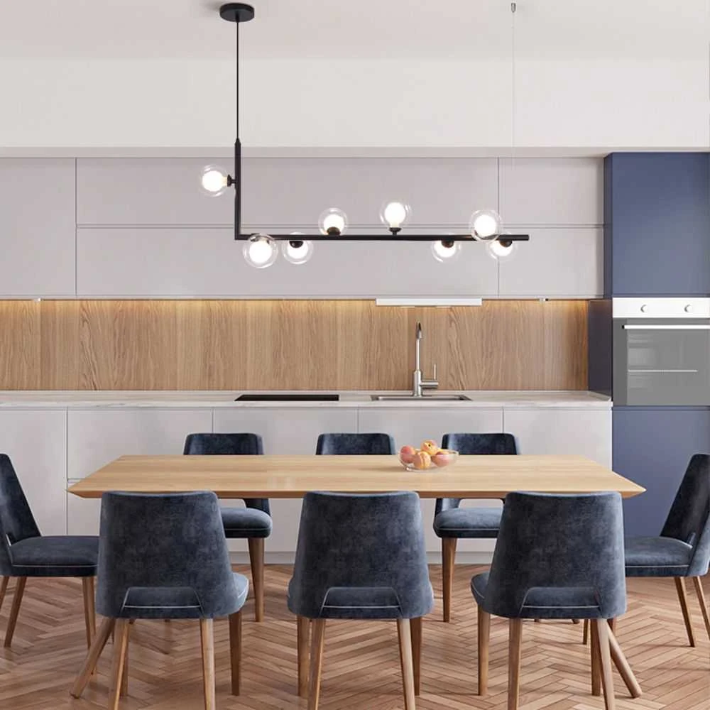 Pakabinamas šviestuvas Toolight Metalinė Industrial stiklo lubų lempa juoda APP754-8CP
