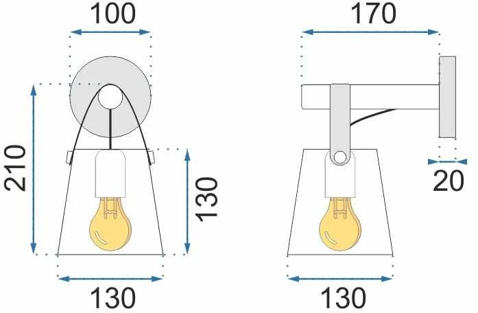 Sieninis šviestuvas Toolight Metalinė sieninė lempa su dirželiu balta APP467-1W Balta