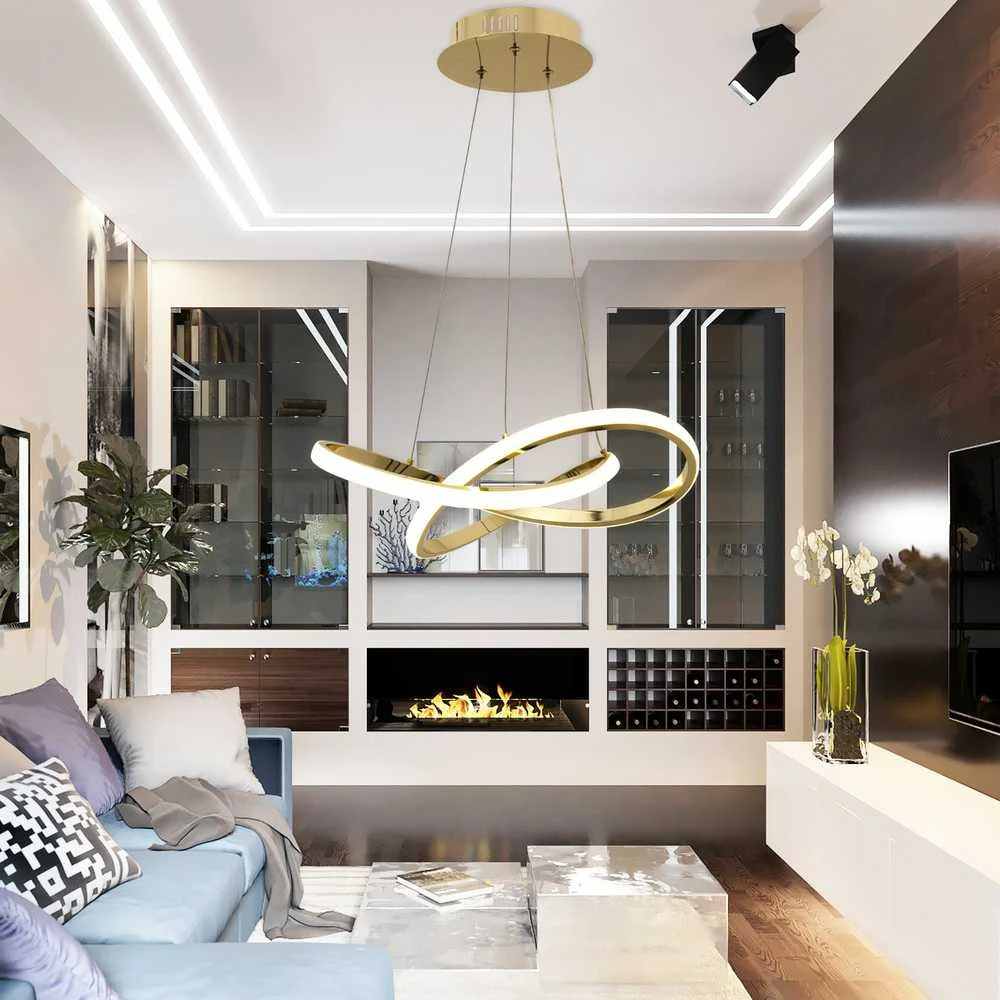Pakabinamas šviestuvas Toolight Moderni LED pakabinama lubų lempa Ring+nuotolinio valdymo pultas APP390-CP auksas