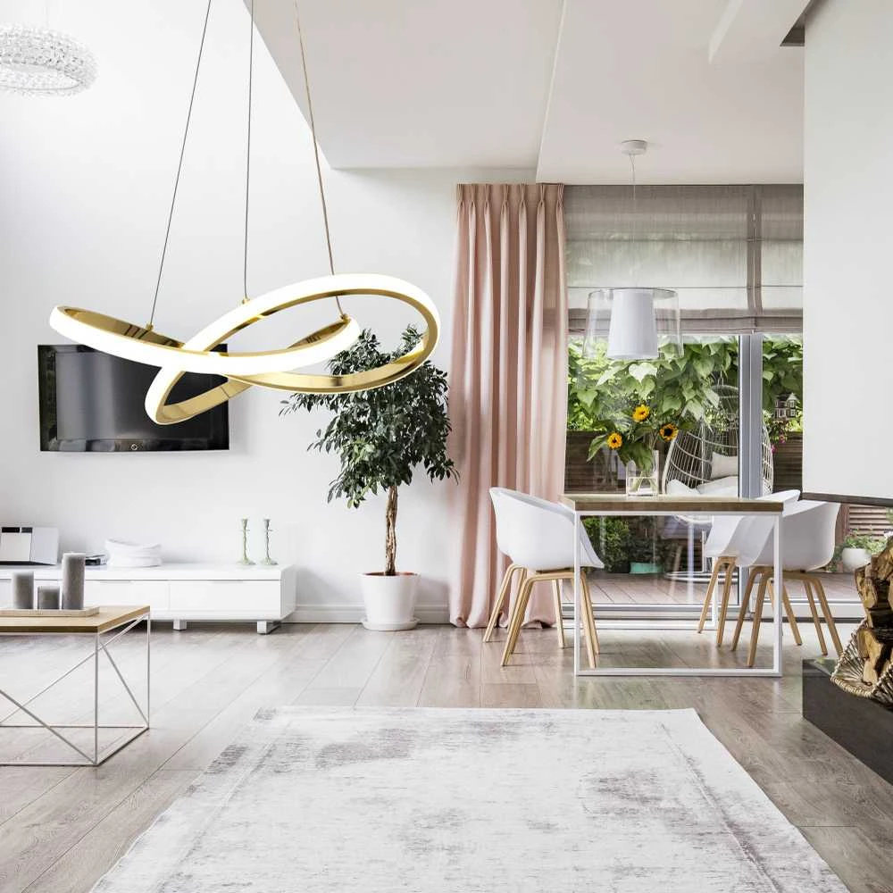 Pakabinamas šviestuvas Toolight Moderni LED pakabinama lubų lempa Ring+nuotolinio valdymo pultas APP390-CP auksas