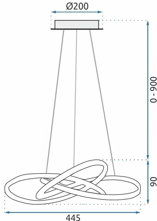 Pakabinamas šviestuvas Toolight Moderni LED pakabinama lubų lempa Ring+nuotolinio valdymo pultas APP390-CP auksas