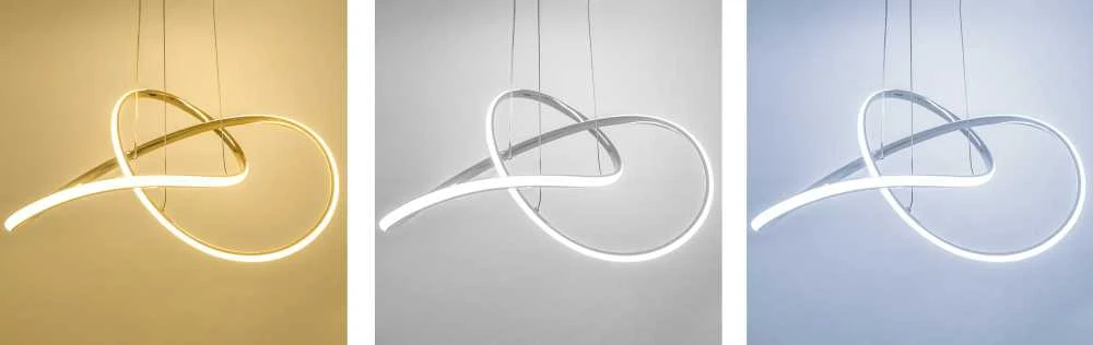 Pakabinamas šviestuvas Toolight Modernus LED lubų šviestuvas Ring+nuotolinio valdymo pultas APP393-CP Chrominis