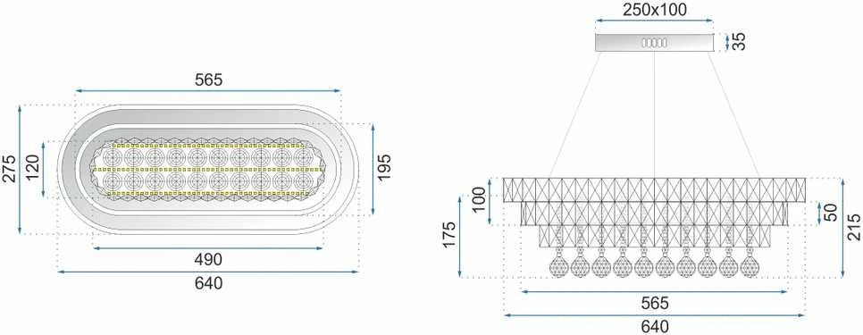 Pakabinamas šviestuvas Toolight Pakabinama lubų lempos krištolas LED 102W nuotolinio valdymo pultas APP417-CP