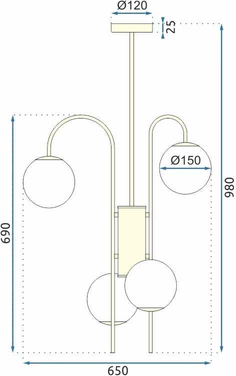 Toolight Pakabinamas šviestuvas APP1003-6CP Auksinis