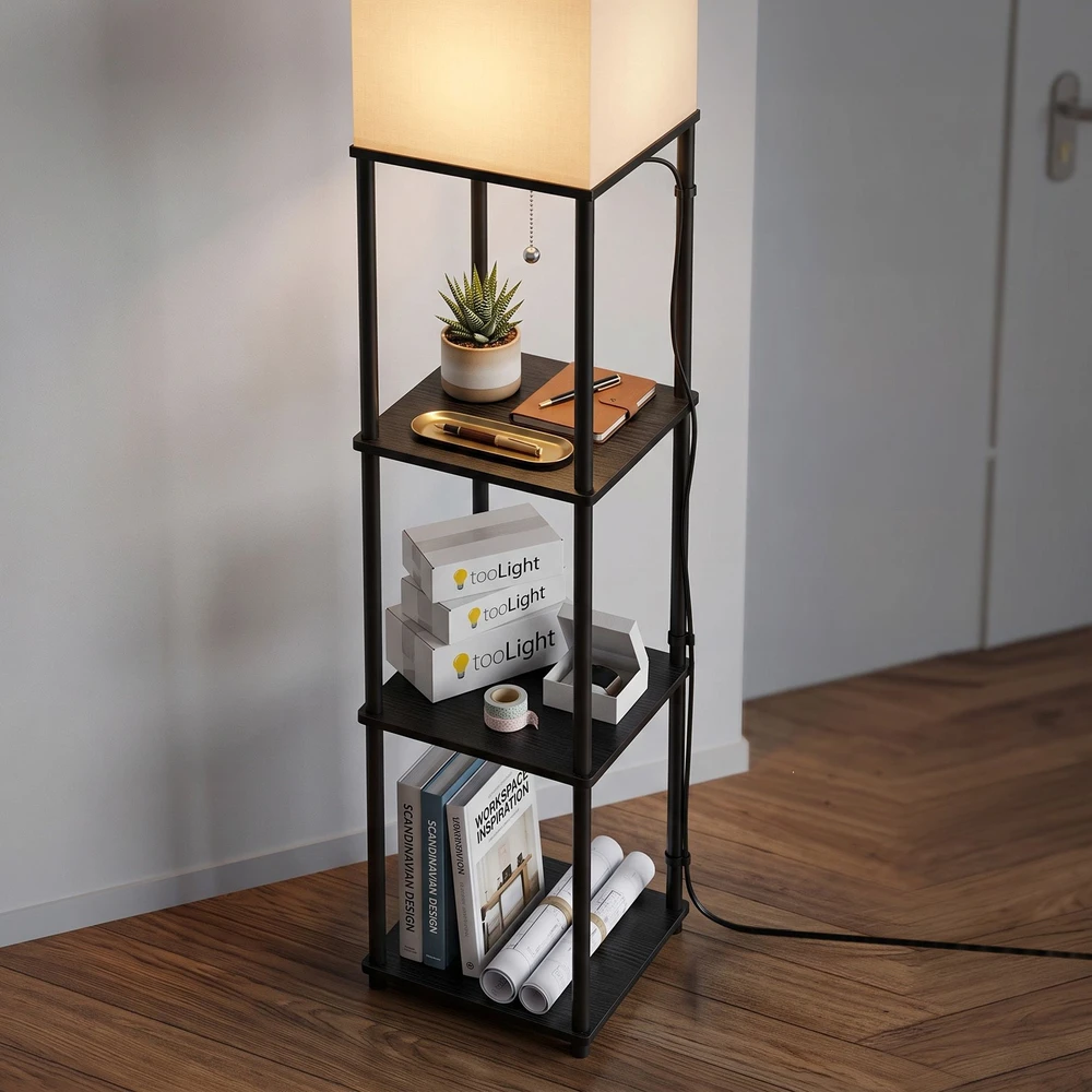 Toolight Pastatomas Grindų Šviestuvas Jnh050-1f Baltas Su Lentynomis