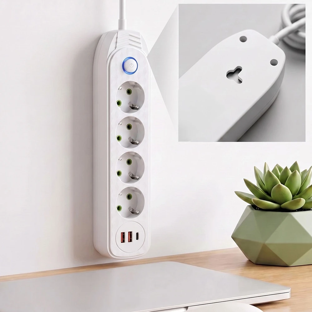 Toolight Prailgintuvas Maitinimo Blokas 4 Lizdai + 2x Usb-a + Usb-c Jnh025-4b Baltas