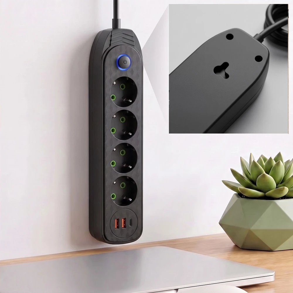 Toolight Prailgintuvas Maitinimo Blokas 4 Lizdai + 2x Usb-a + Usb-c Jnh025-4b Juodas
