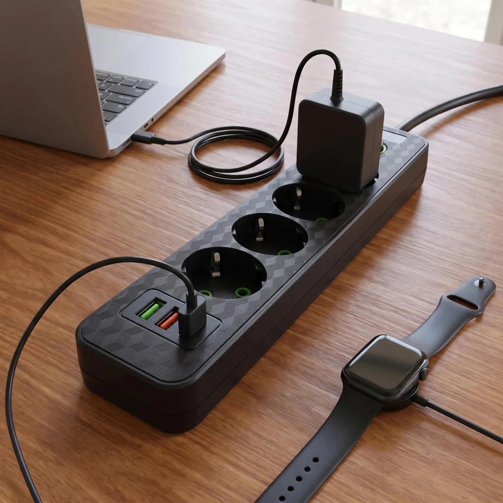 Toolight Prailgintuvas Maitinimo Blokas 4 Lizdai + 2x Usb-a + Usb-c Jnh021-4a Juodas