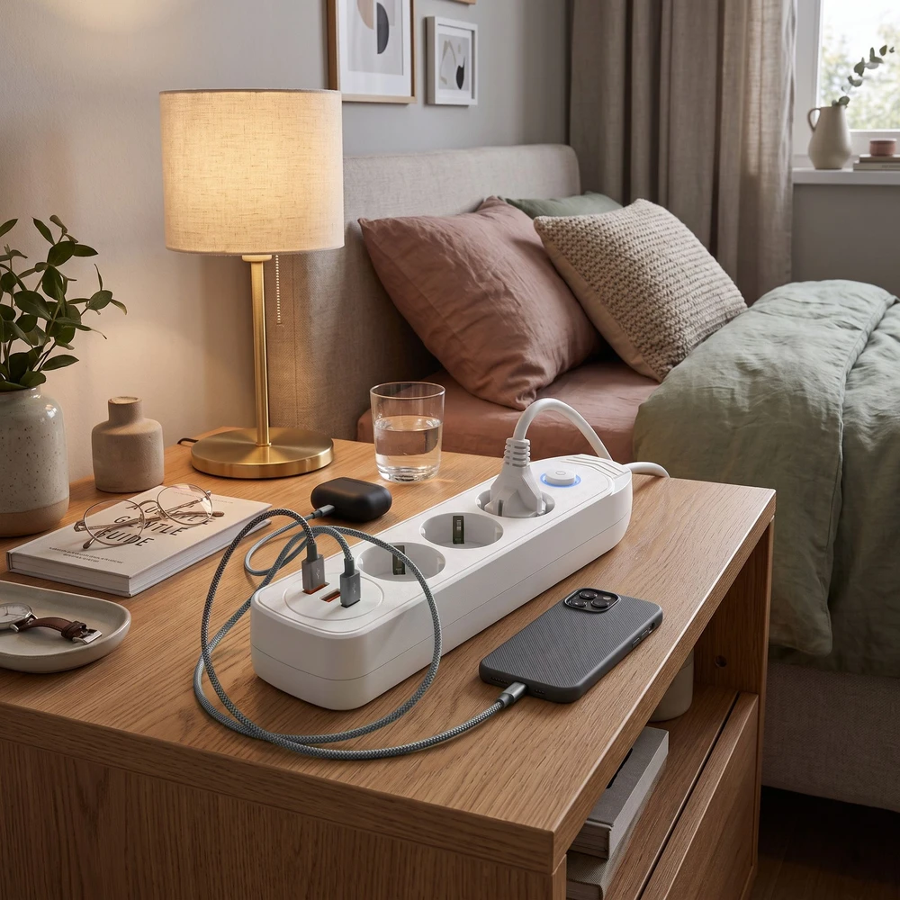 Toolight Prailgintuvas Maitinimo Blokas 3 Lizdai + 2x Usb-a + Usb-c Jnh024-3b Baltas