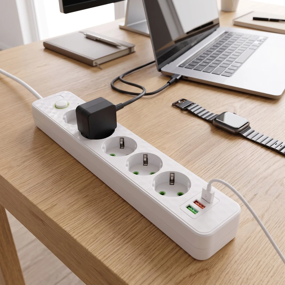 Toolight Prailgintuvas Maitinimo Blokas 5 Lizdai + 2x Usb-a + Usb-c Jnh022-5a Baltas