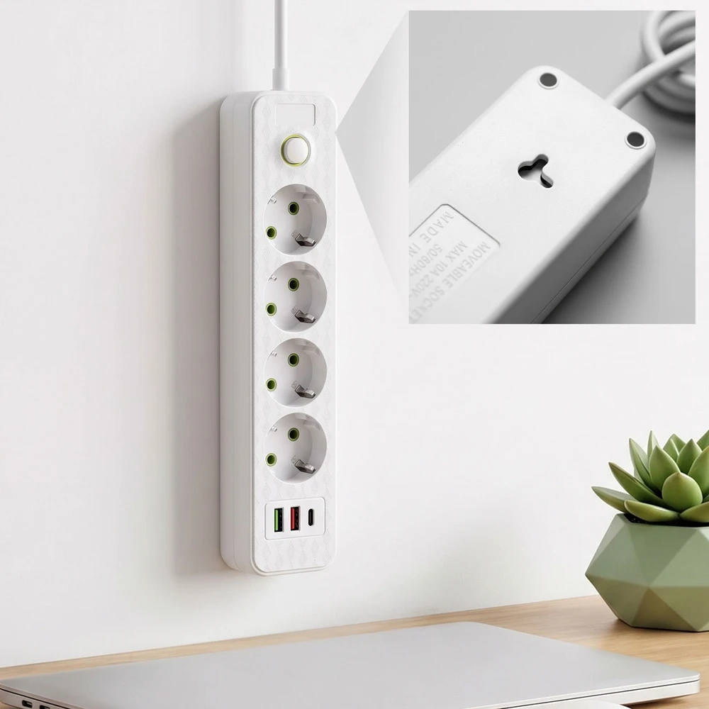 Toolight Prailgintuvas Maitinimo Blokas 4 Lizdai + 2x Usb-a + Usb-c Jnh021-4a Baltas