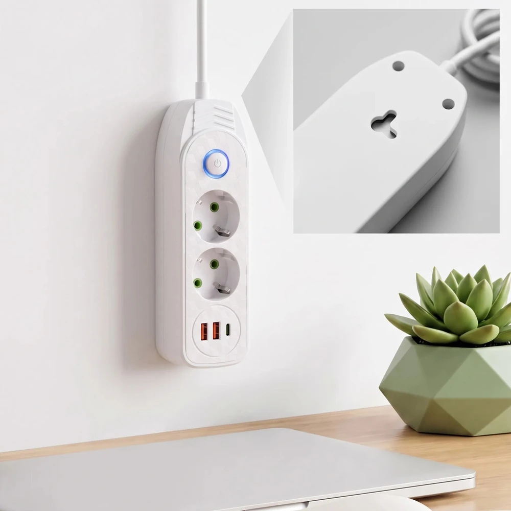 Toolight Prailgintuvas Maitinimo Blokas 2 Lizdai + 2x Usb-a + Usb-c Jnh024-3b Baltas
