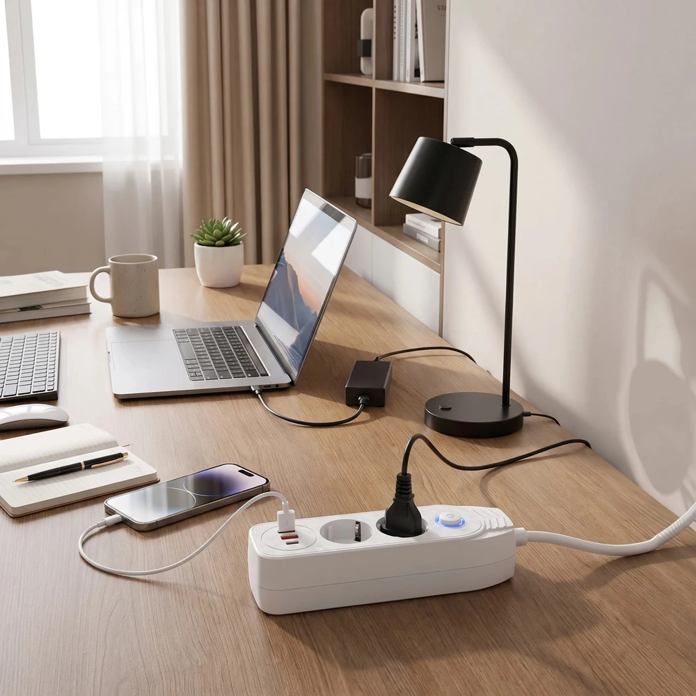 Toolight Prailgintuvas Maitinimo Blokas 2 Lizdai + 2x Usb-a + Usb-c Jnh024-3b Baltas