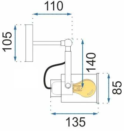 Sieninis šviestuvas Toolight Prožektorius judantis šviestuvas sieninis Juodas E27 APP486-1C