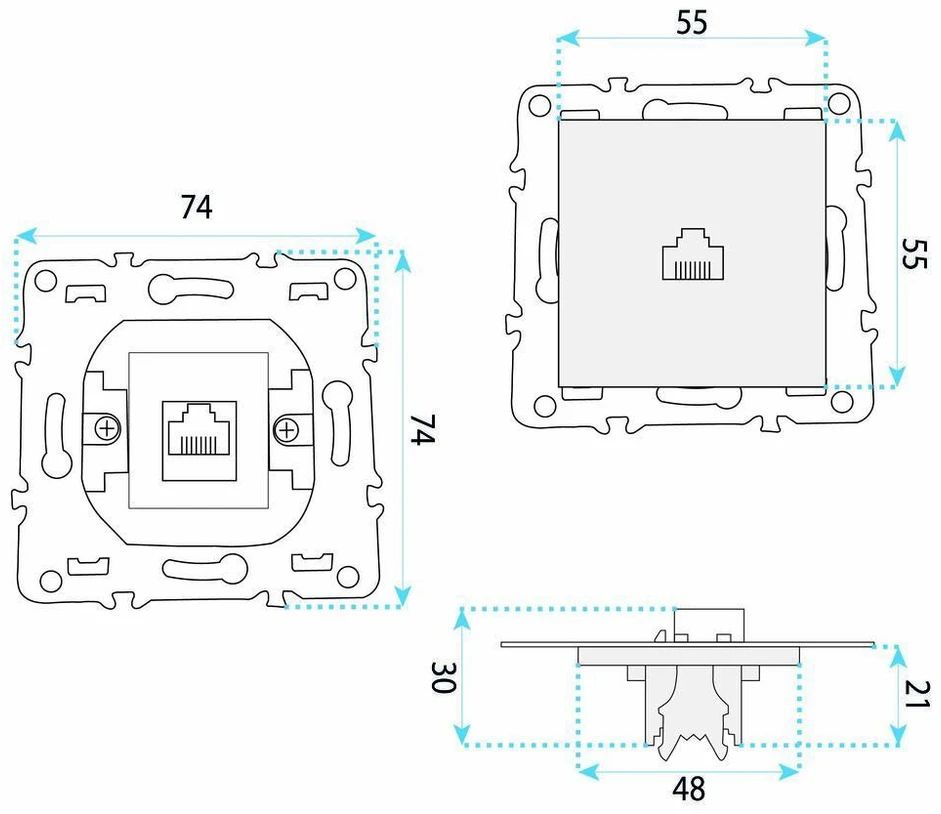 Toolight Rj45 Lizdas Su Rėmeliu Oste Jnh010-s Baltas