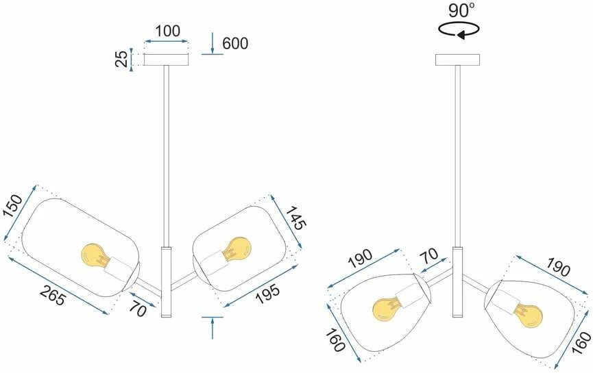 Pakabinamas šviestuvas Toolight Stiklinis pakabinamas lubų šviestuvas APP436-4C Daugiaspalvis
