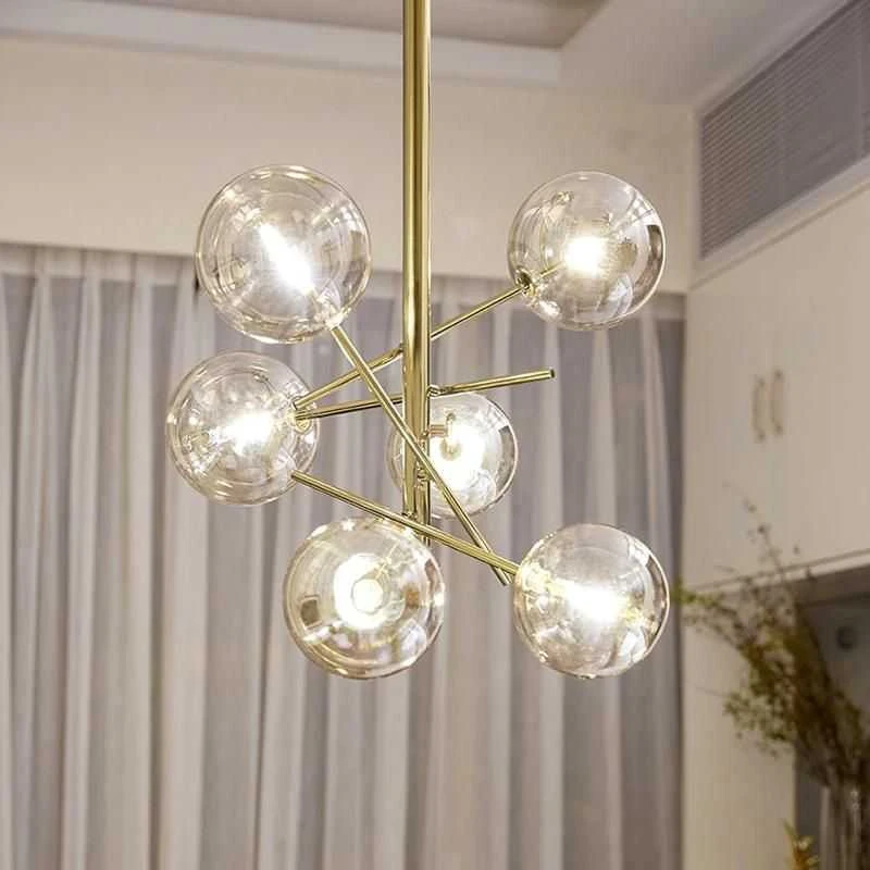 Toolight Stiklinis rutulinis pakabinamas šviestuvas 6 vnt APP919-6CP Auksinis
