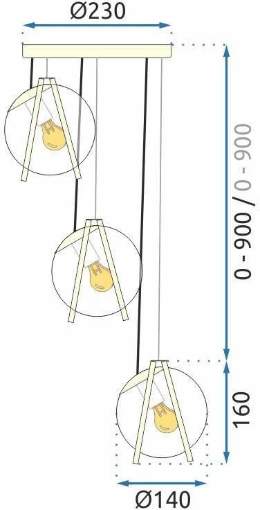Pakabinamas šviestuvas Toolight Šviestuvas APP1090-3 CP GOLD Baltas