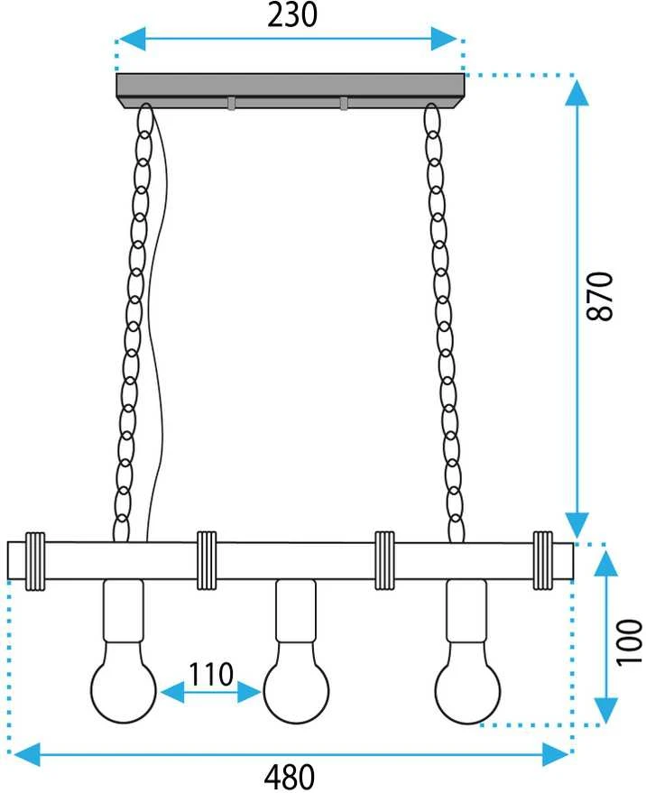 Pakabinamas šviestuvas Toolight Šviestuvas APP1319-3CP LINE